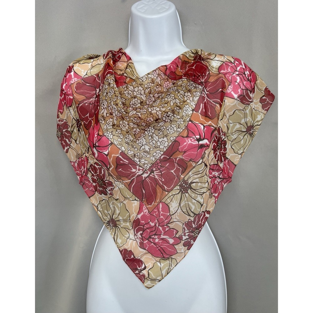 Womens Scarf Floral Square Polyester Made‎ In Italy
